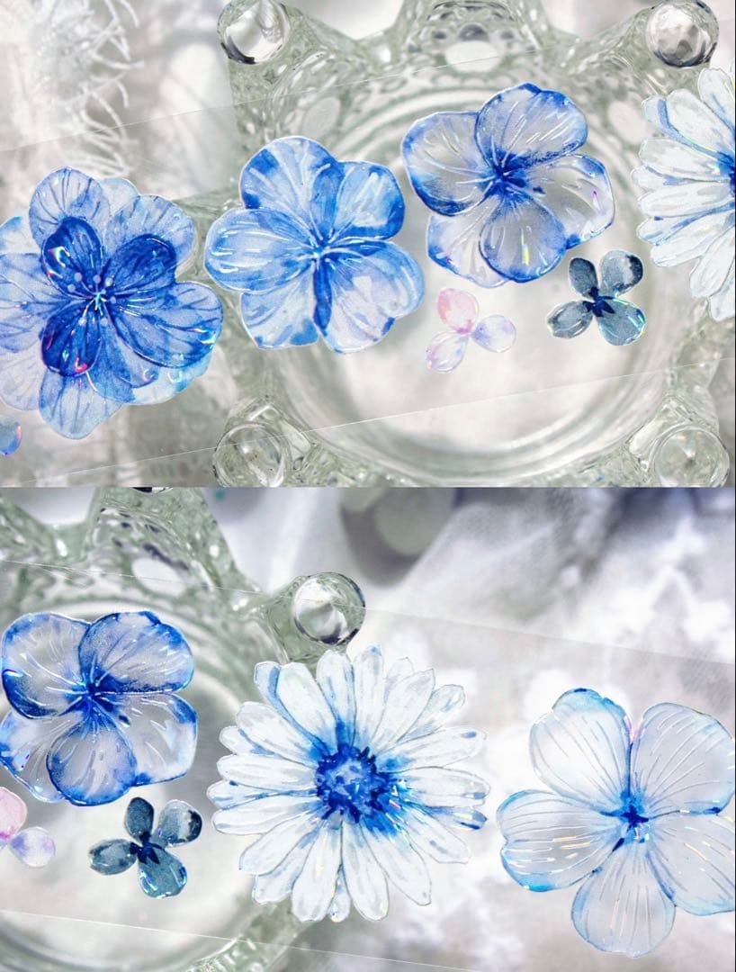 TimeGrid《蓝雾花屿》海外マスキングテープ　マステ 【2451】