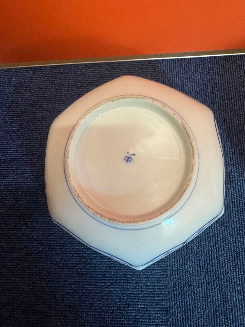 1885 香蘭社 染付鳳凰文 六角深鉢 2客 時代物