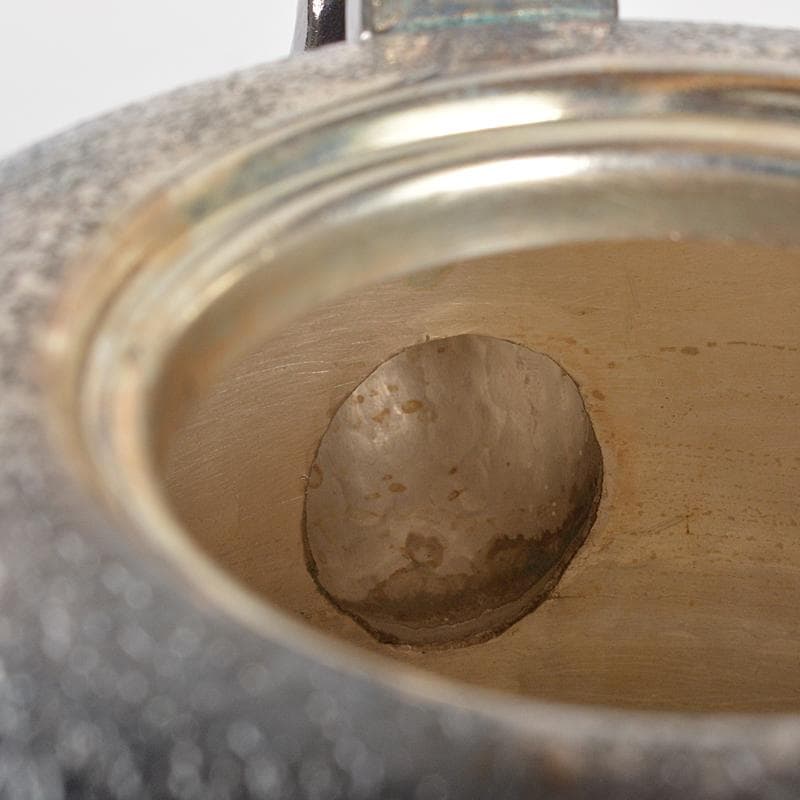 煎茶道具　白銅いぶし銀　棗型湯沸し　約412g　M　R7128