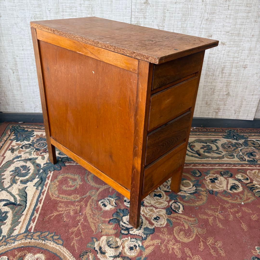 昭和レトロ アンティーク 古家具 無垢材 木製チェスト 4段 タンス 脚