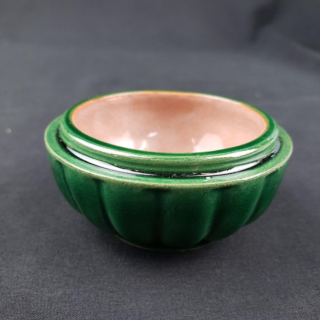 交趾焼 中村翠嵐 菊梅 香合 陶器 箱付き 陶器 花 工芸品 アンティーク 緑