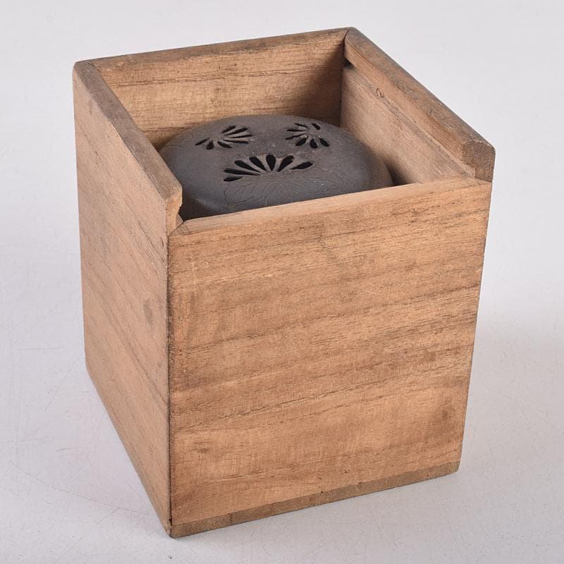 茶道具　京焼　滝口加全作　染付山水文　香炉　透かし火屋付　M　R8878