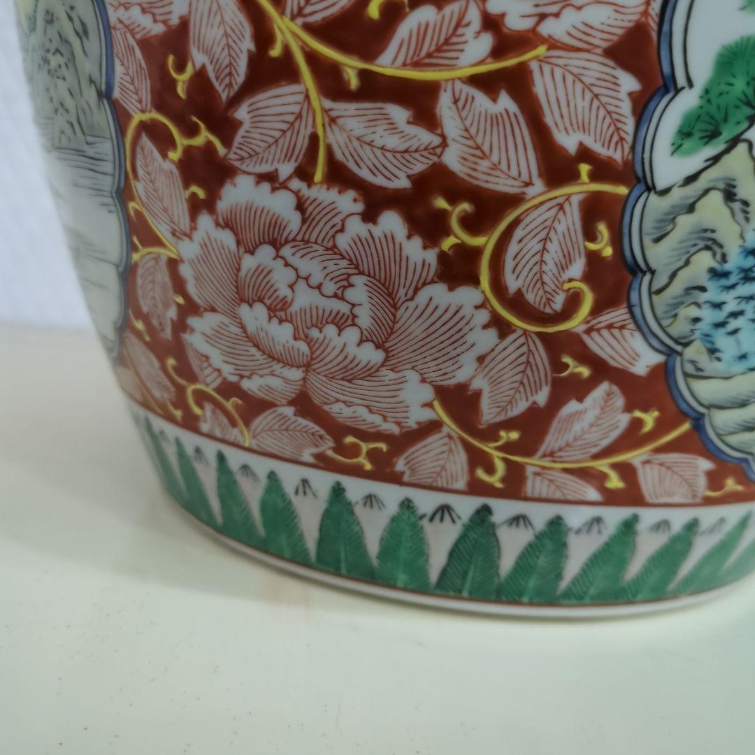 骨董 古伊万里 火鉢 十錦手 色絵 鉢カバー 睡蓮鉢 傘立て 金魚 めだか