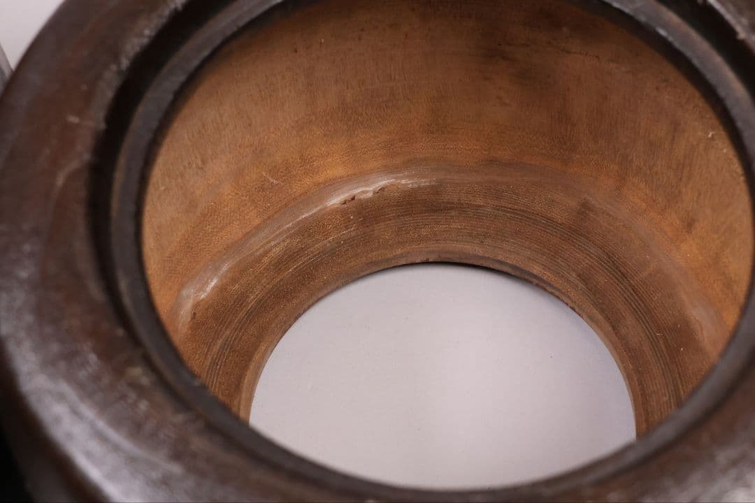 桐火鉢一対 菊蒔絵 草花 木箱入り 手あぶり 古民具 漆芸 茶道具【MB55