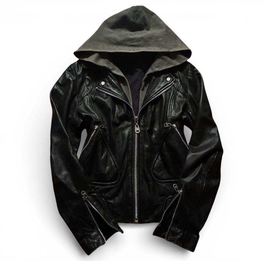 archive leather hoodie y2k お兄系 ekam lgb - メルカリ