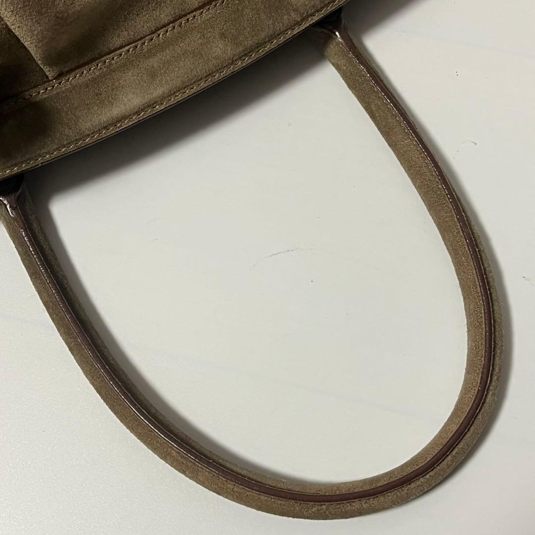 美品✨　PRADA スエード　トートバッグ　ハンドバッグ　ブラウン　茶　白タグ