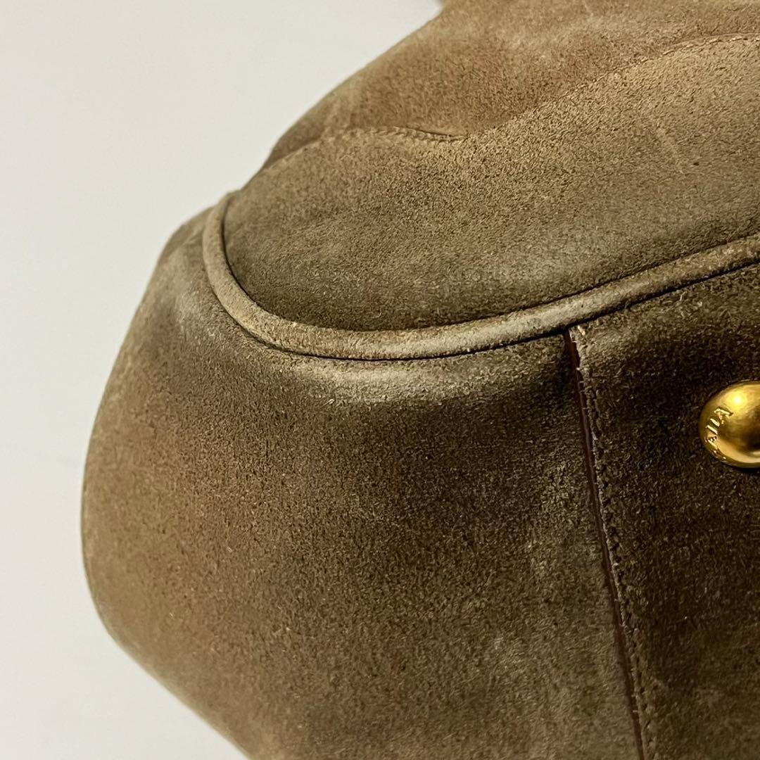 美品✨　PRADA スエード　トートバッグ　ハンドバッグ　ブラウン　茶　白タグ