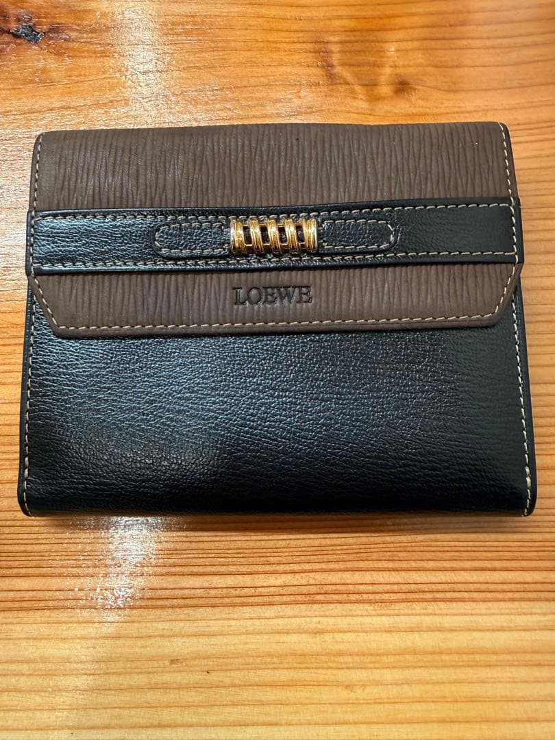 【美品】 LOEWE ロエベ ベラスケス 二つ折り財布 レザー ブラックブラウン