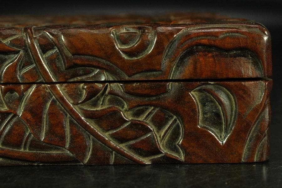 唐木 刻芭蕉 四方箱 旧家蔵出(K-A746) - glorybeautysalon.com