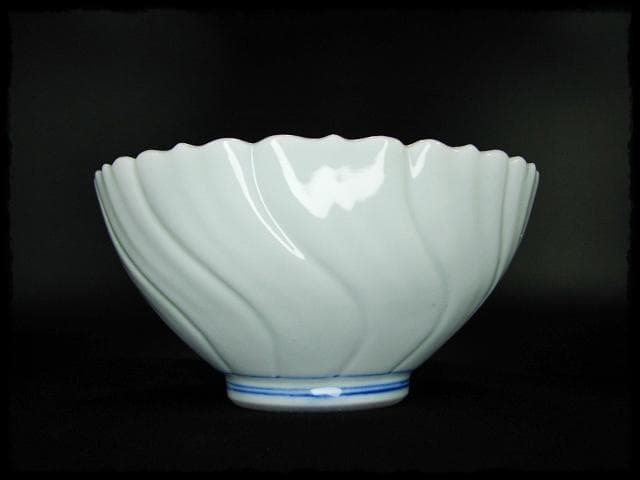 鳳樹軒 高島 文平 染付 稜花 花弁 向付 白磁 茶道具 懐石 器物 d39