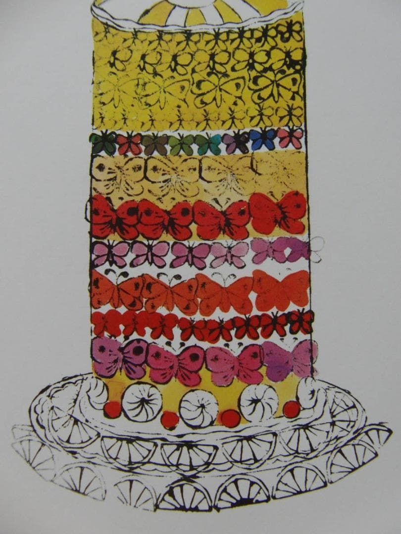 アンディ・ウォーホル、バタフライ レイヤード ケーキ、海外版・希少画集・額装画