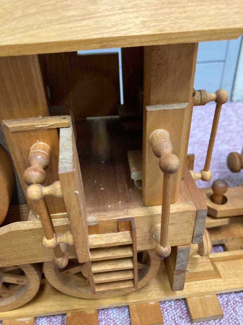 木製 蒸気機関車模型 約100cm レール付き