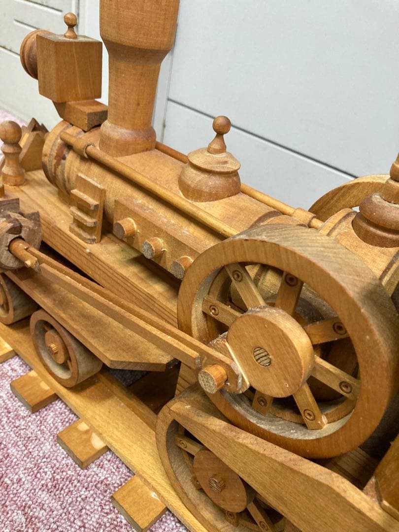 木製 蒸気機関車模型 約100cm レール付き