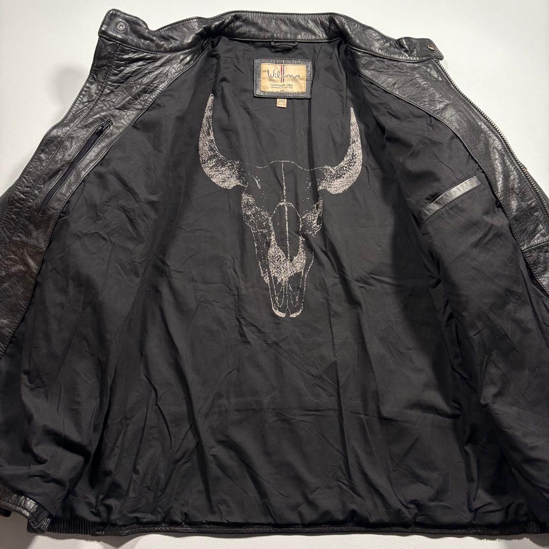 XXL ウィルソンレザー キルティング レザージャケット ライダース 本革 黒