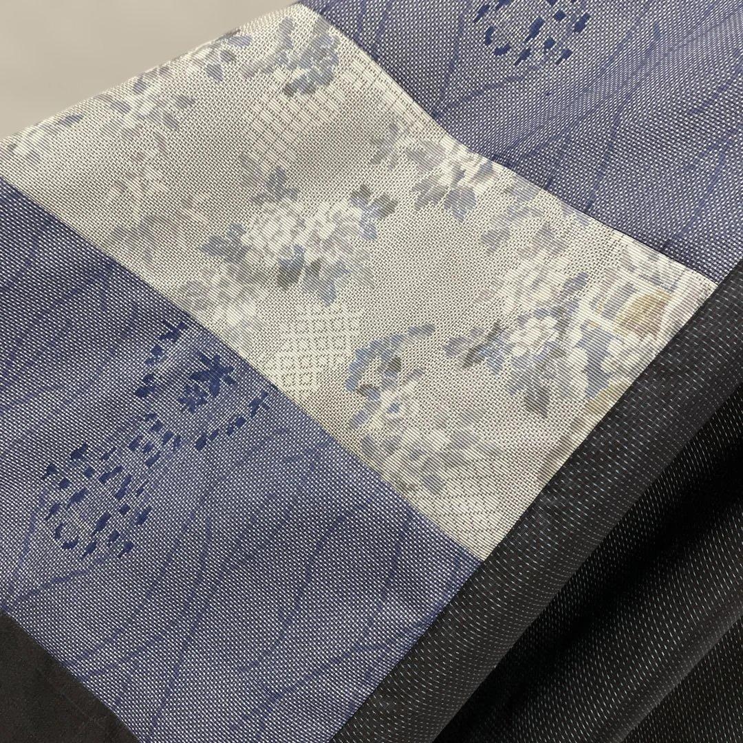 着物ワンピーステントラインロング丈《13》大島紬(証紙付き)等L〜［紺系］