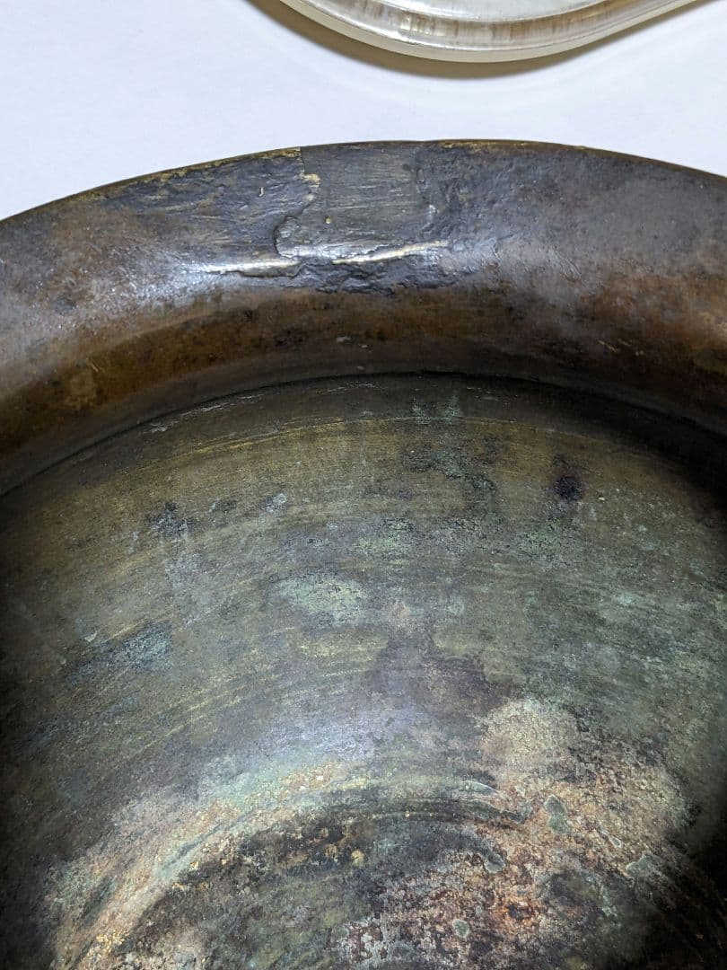 ♢江戸時代後！希少 レア物 唐金 打出し 山水図 建水 香炉 骨董品