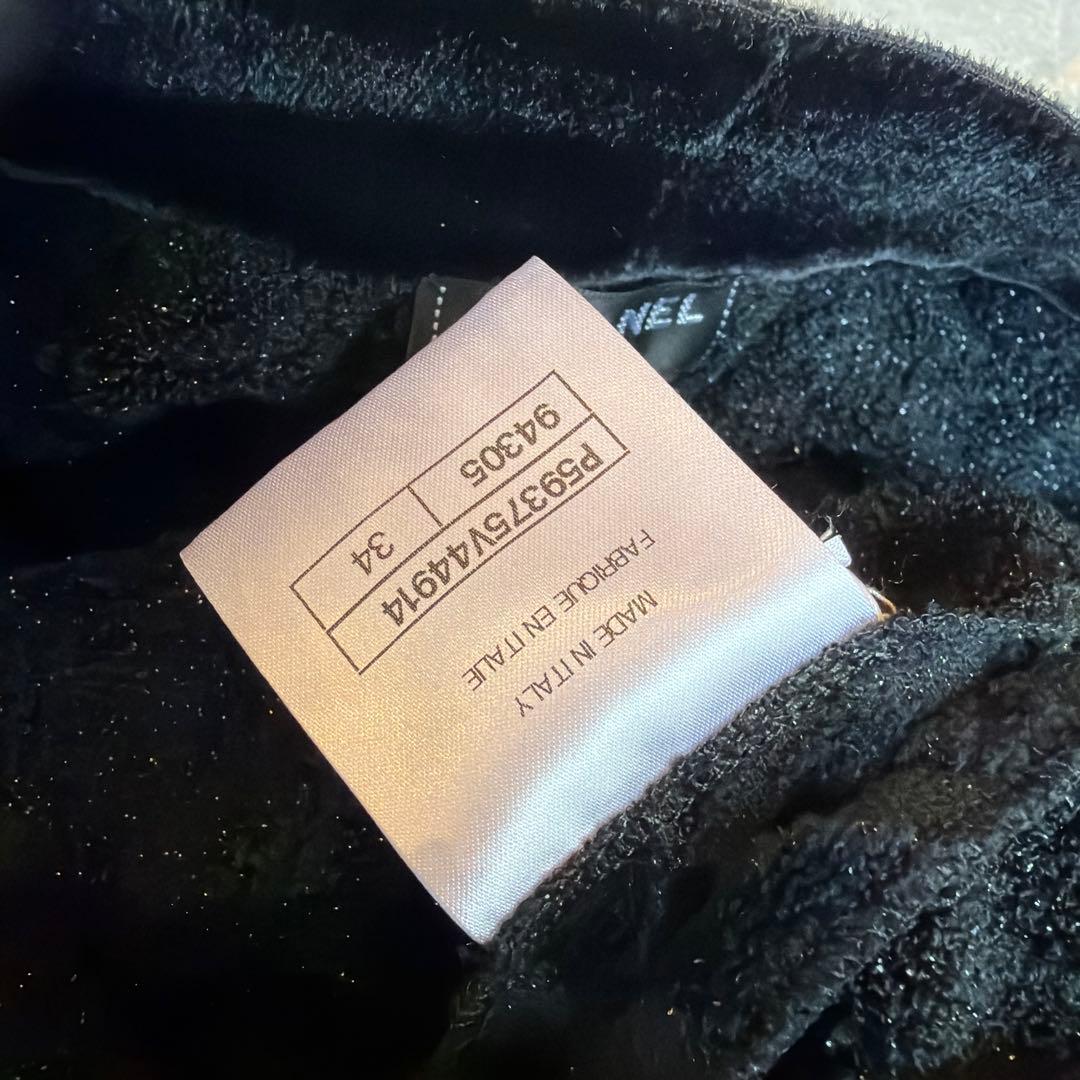 CHANELバラ模様 ブラック フレアスカート34