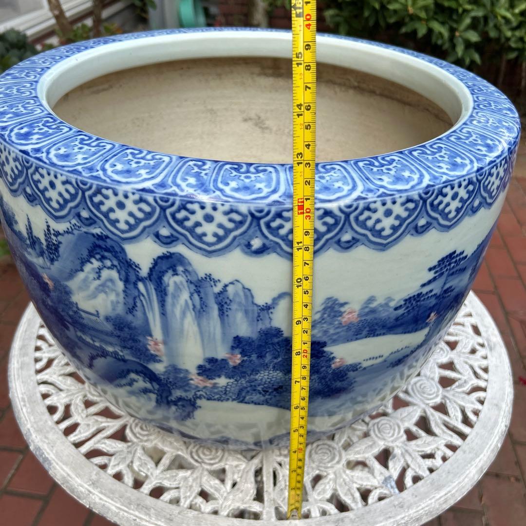 中国骨董50年以上旧蔵唐物 染付手絵山水紋大