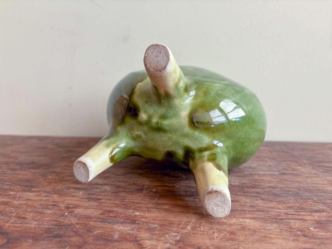 茶道具 諏訪蘇山作 青磁 桃 香合 堀内宗完（兼中斎）極め箱 V 9696