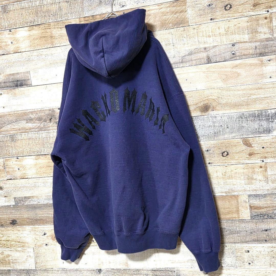 【希少L】ワコマリア パーカー ロゴ刺繍 バックプリント ヘビーウェイト生地