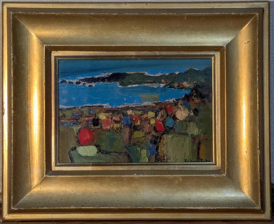 模写】絵画 高畠達四郎 油彩SM 西伊豆 鮮やかな色彩 印象派風 Z24