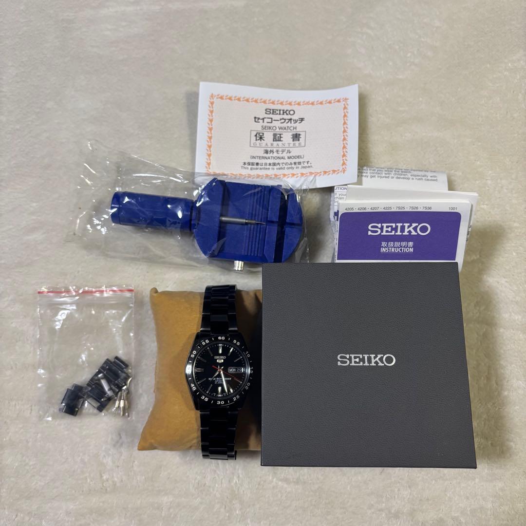 【美品】SEIKO5 自動巻きSNKE03K1 ブラック 黒い稲妻 セイコー