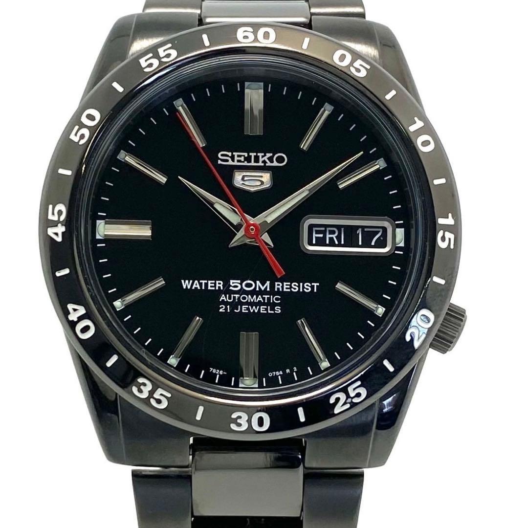 【美品】SEIKO5 自動巻きSNKE03K1 ブラック 黒い稲妻 セイコー