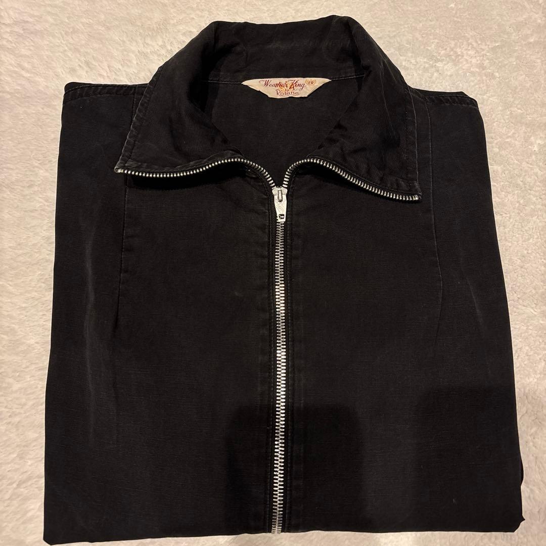 50s60s〜ブラック　黒　スイングトップ　コットン混　ヴィンテージ　ドリズラー