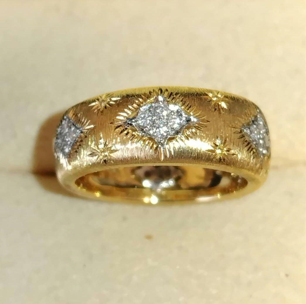 mwoフィレンツェ彫りK1&PT 950ダイヤモンドリング