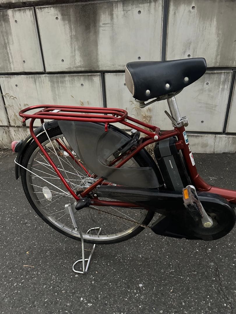 赤色 電動アシスト自転車 前カゴ付き