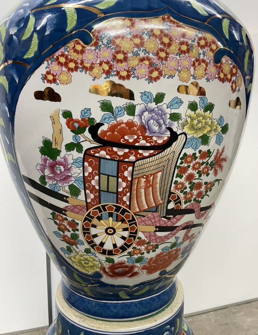 極上品 有田焼 沈香壷 特大約115cm 古許窯 染錦 金彩花鳥雉図 大壺 飾