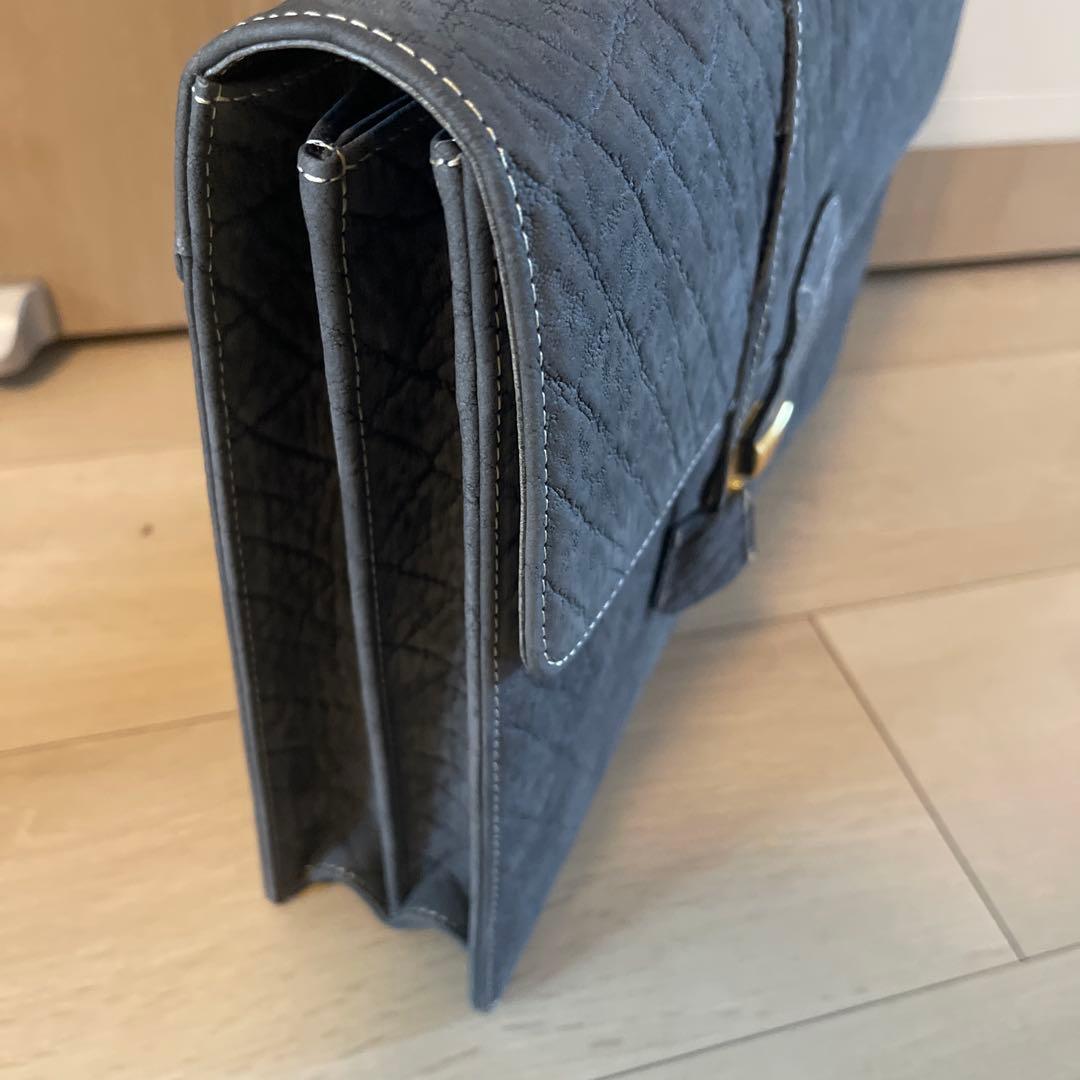 はなみ品✨️エレファントレザー エキゾチックレザー ビジネスバッグ グレー