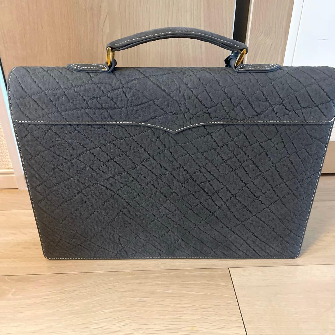 はなみ品✨️エレファントレザー エキゾチックレザー ビジネスバッグ グレー
