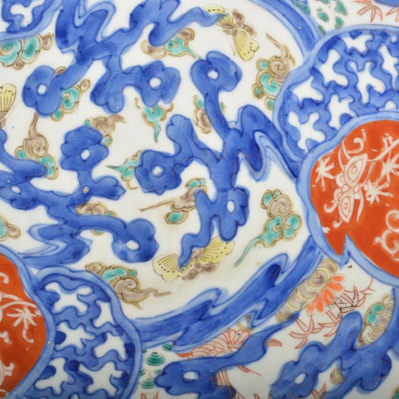 伊万里焼　古伊万里　染錦　花鳥文盤　飾皿　C　5441A