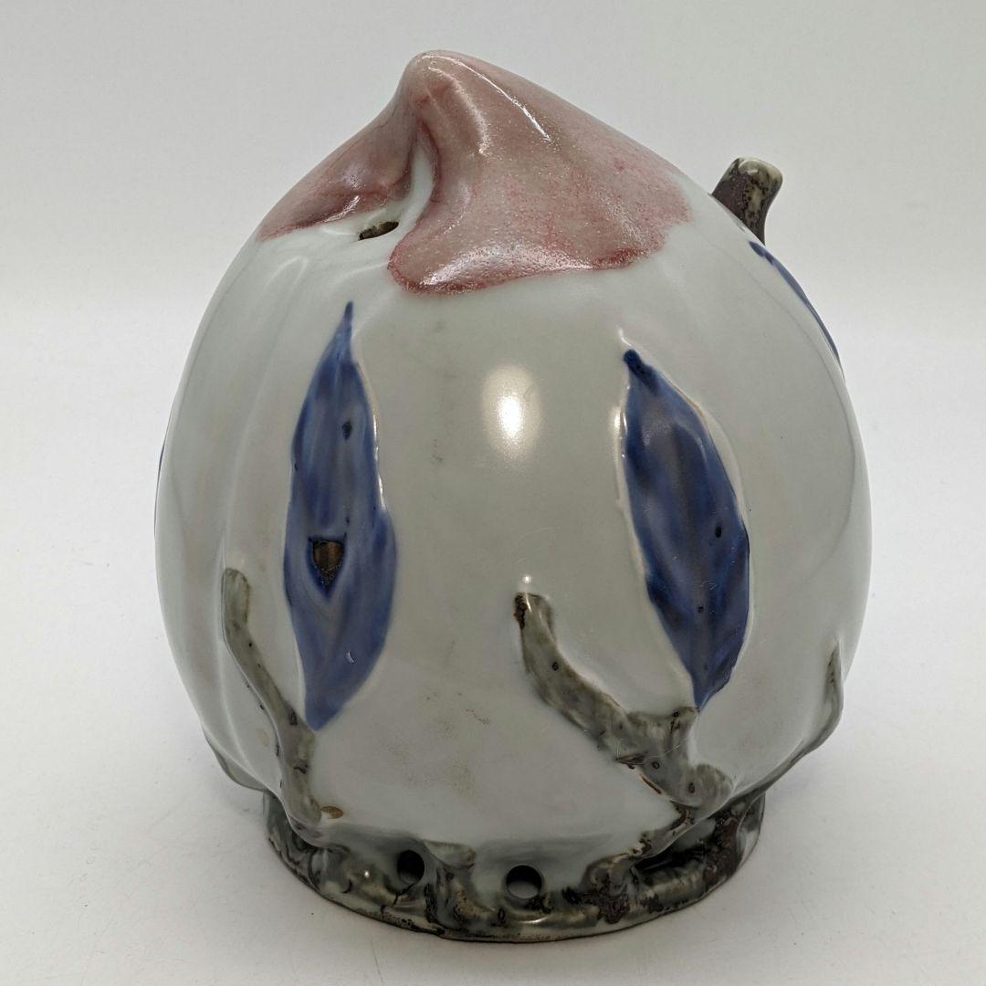 李朝 特大桃型水滴 辰砂青華彩 高麗白磁 染付 李氏朝鮮 書道具 水差 水注