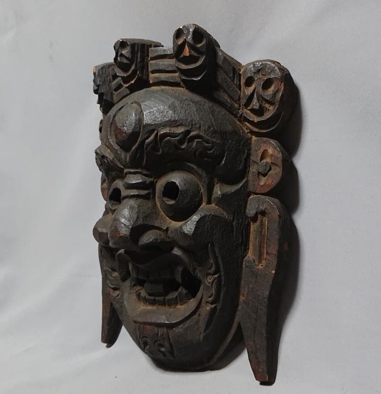 コレクター収集品 木彫 チベットの面