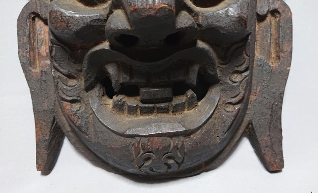 コレクター収集品 木彫 チベットの面