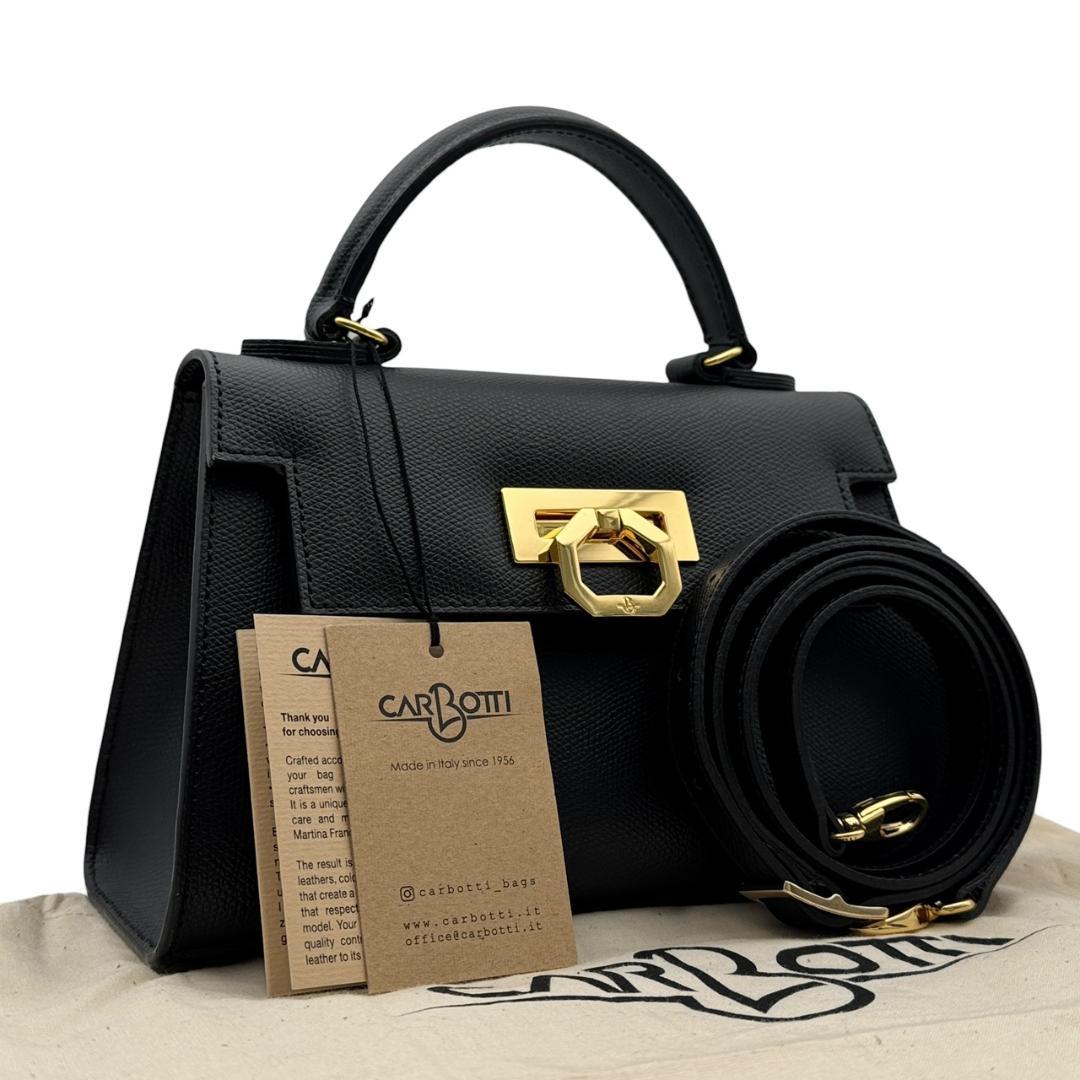 【新品同様】カルボッティ グレタ 2way ハンドバッグ ショルダーバッグ 黒