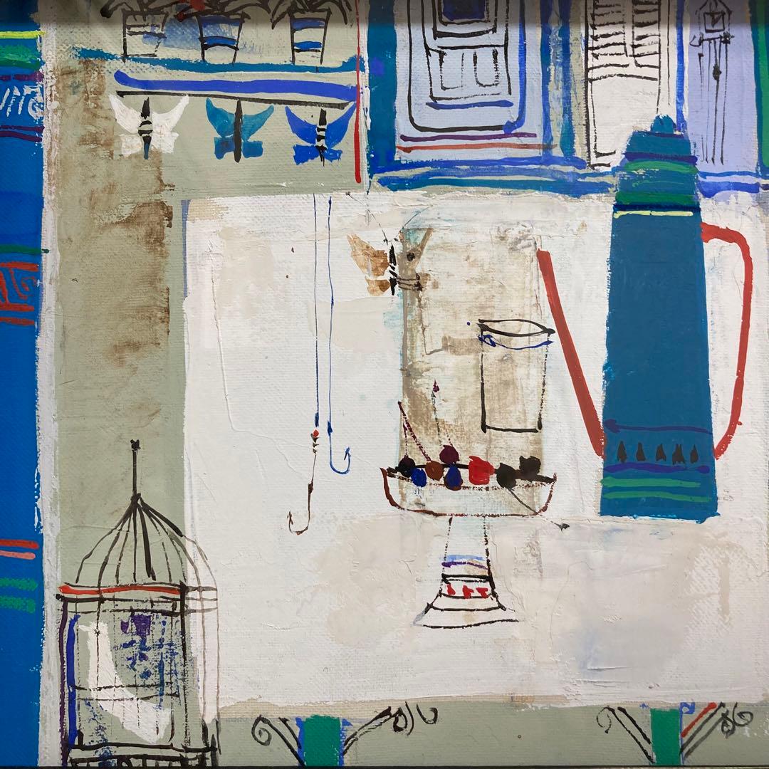 【真作保証】早川義孝「アトリエの中で」油彩0号 額装 絵画 抽象画