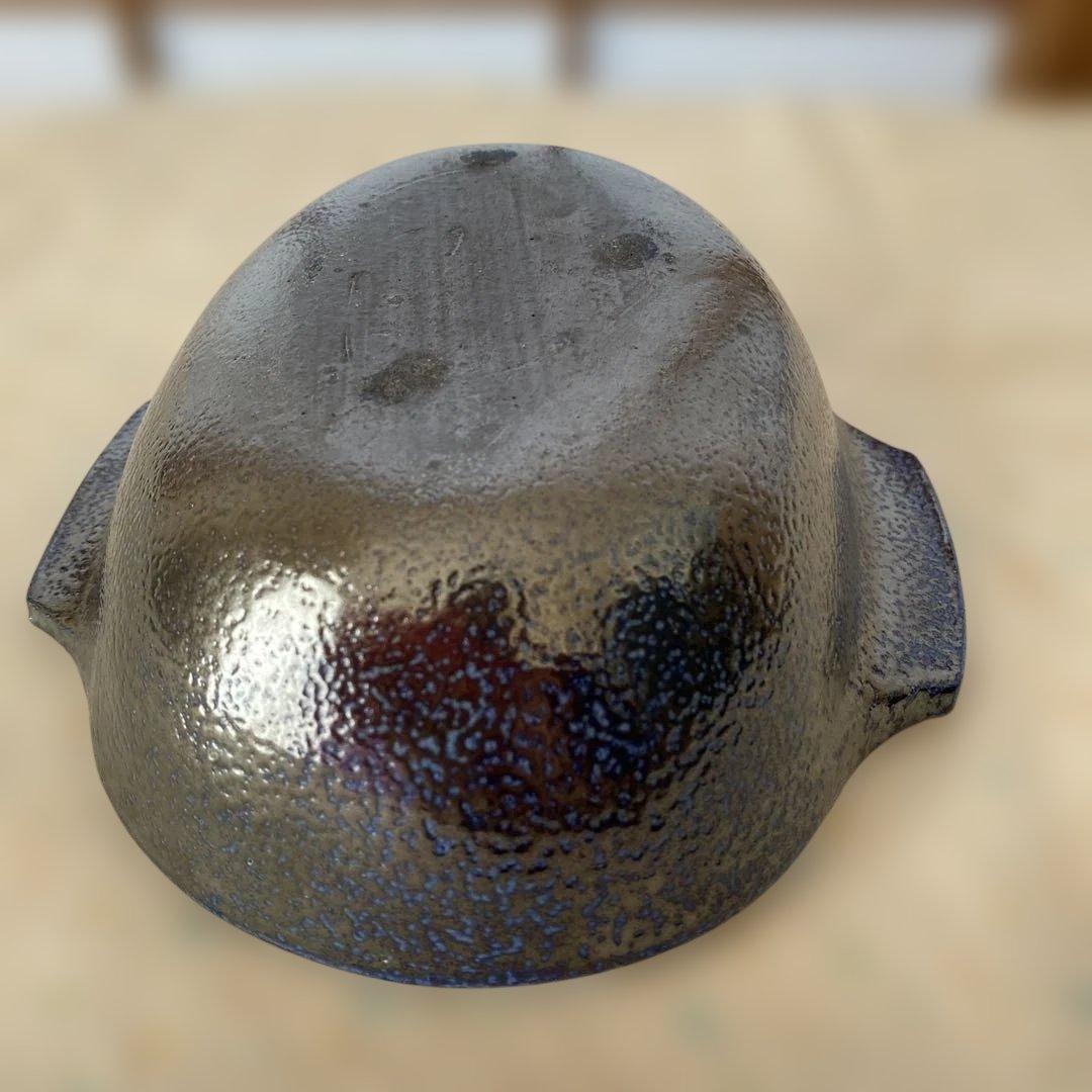 民藝　岩井窯　山本教行さん　塩秞　耳付楕円鉢　大サイズ