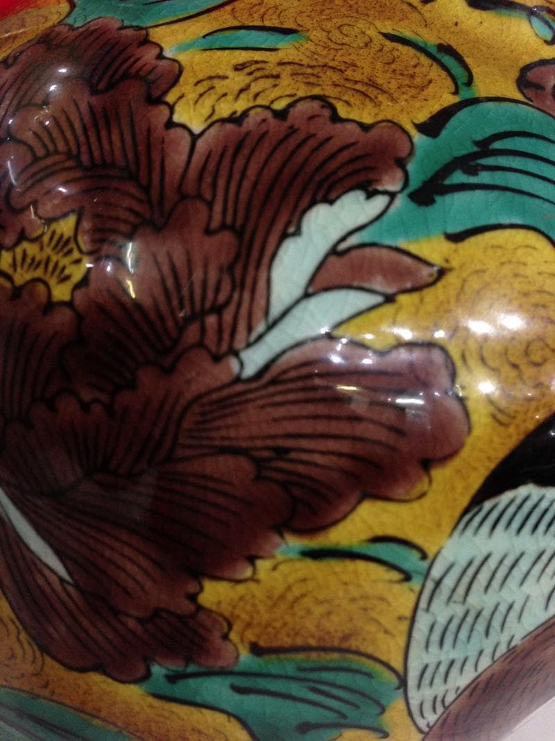 ☆古美術！ 吉田屋 花鳥紋飾大徳利 江戸時代後期 胴径 15cm 高