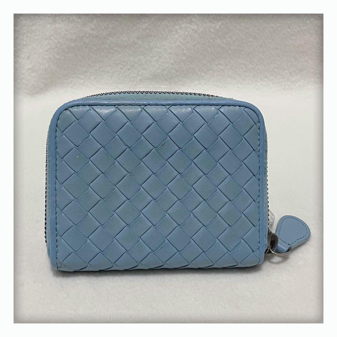 お値下げ‼️ 美品 ボッテガヴェネタ イントレチャート コンパクト 財布 ブルー系
