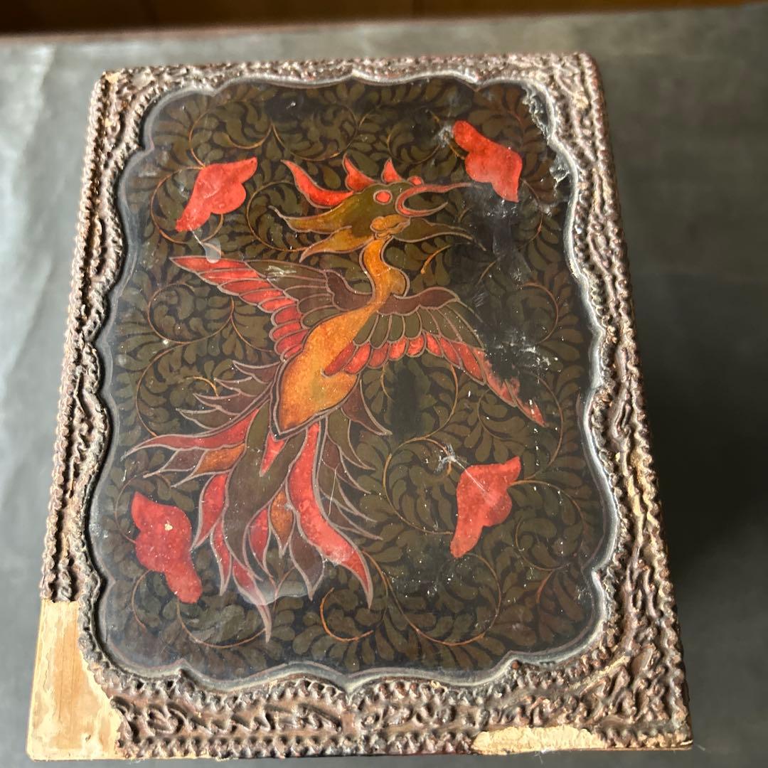 ミニ箪笥　琉球鳳凰漆絵小箪笥？　漆工　沖縄 ？　鳳凰