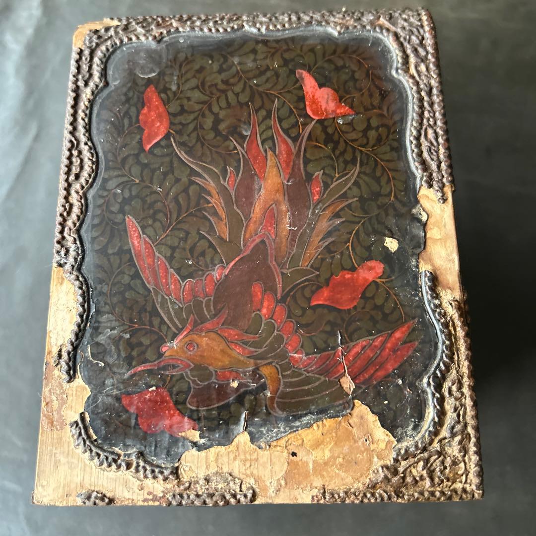 ミニ箪笥　琉球鳳凰漆絵小箪笥？　漆工　沖縄 ？　鳳凰