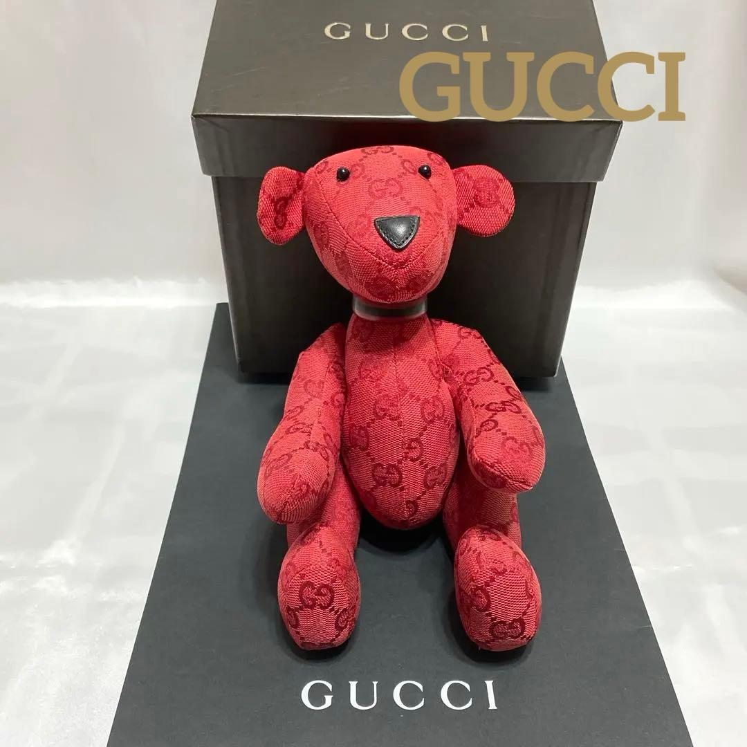 美品 グッチ GUCCI テディベア GGブランドロゴ総柄 キャンバス地 箱有