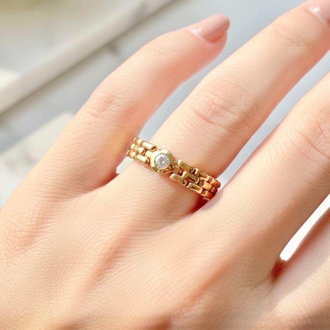 【金相場高騰中】スタージュエリー 0.17ctダイヤ付 Ｋ18チェーンリング６g