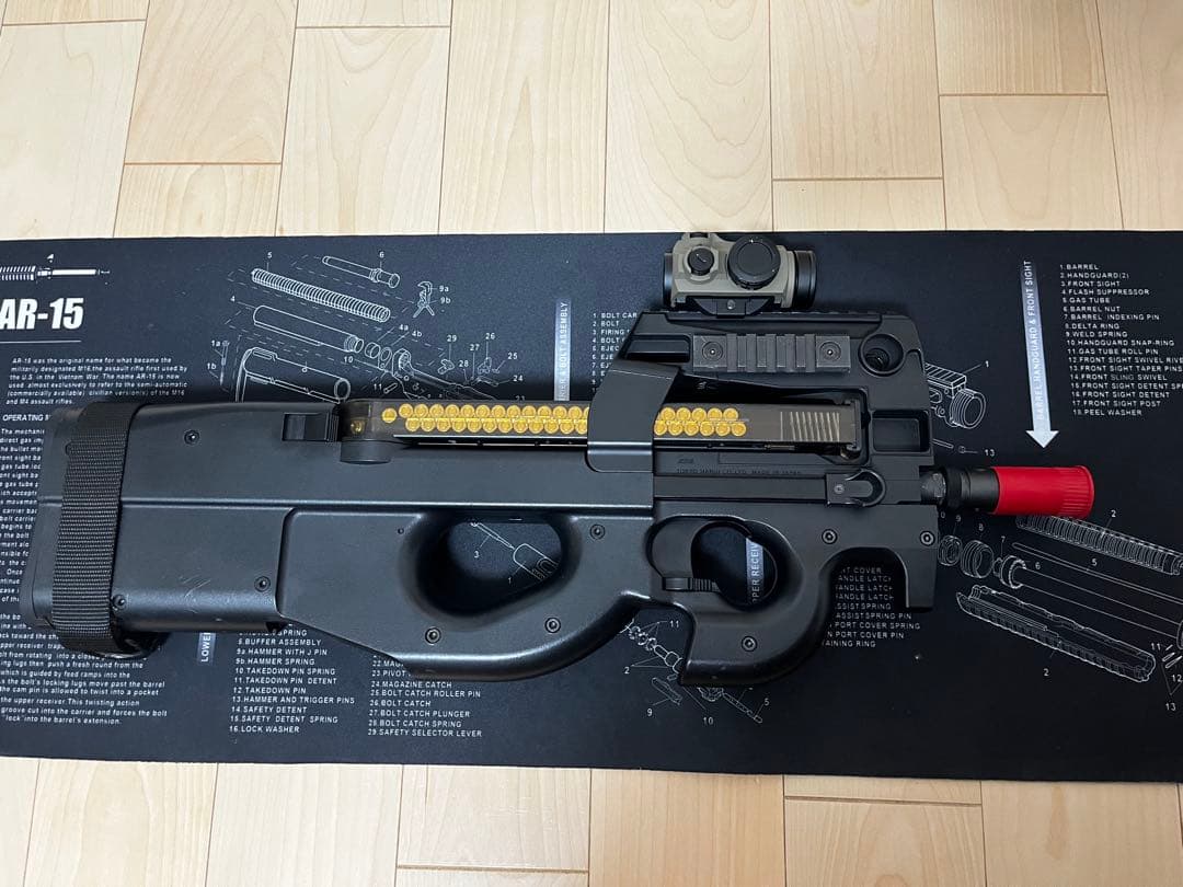 p90 プリコック 電子トリガーカスタム 安全弾速適合 ドットサイト