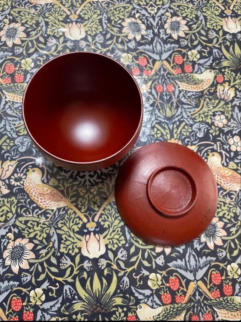 赤木明登作家作品　漆塗りの重箱と汁椀　朱色（赤）　箱付き