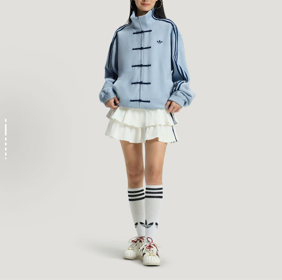 海外限定L Adidas CTT 新中式ジャケット ライトブルー KT3846