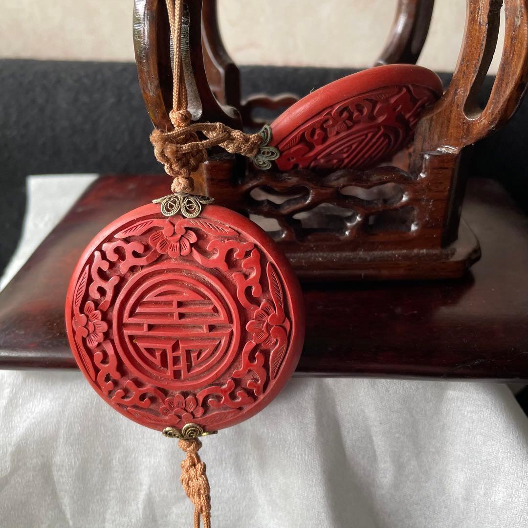堆朱 漆 風鎮 朱 中国 アンティーク 掛軸 飾り 古玩 古美術 China 赤